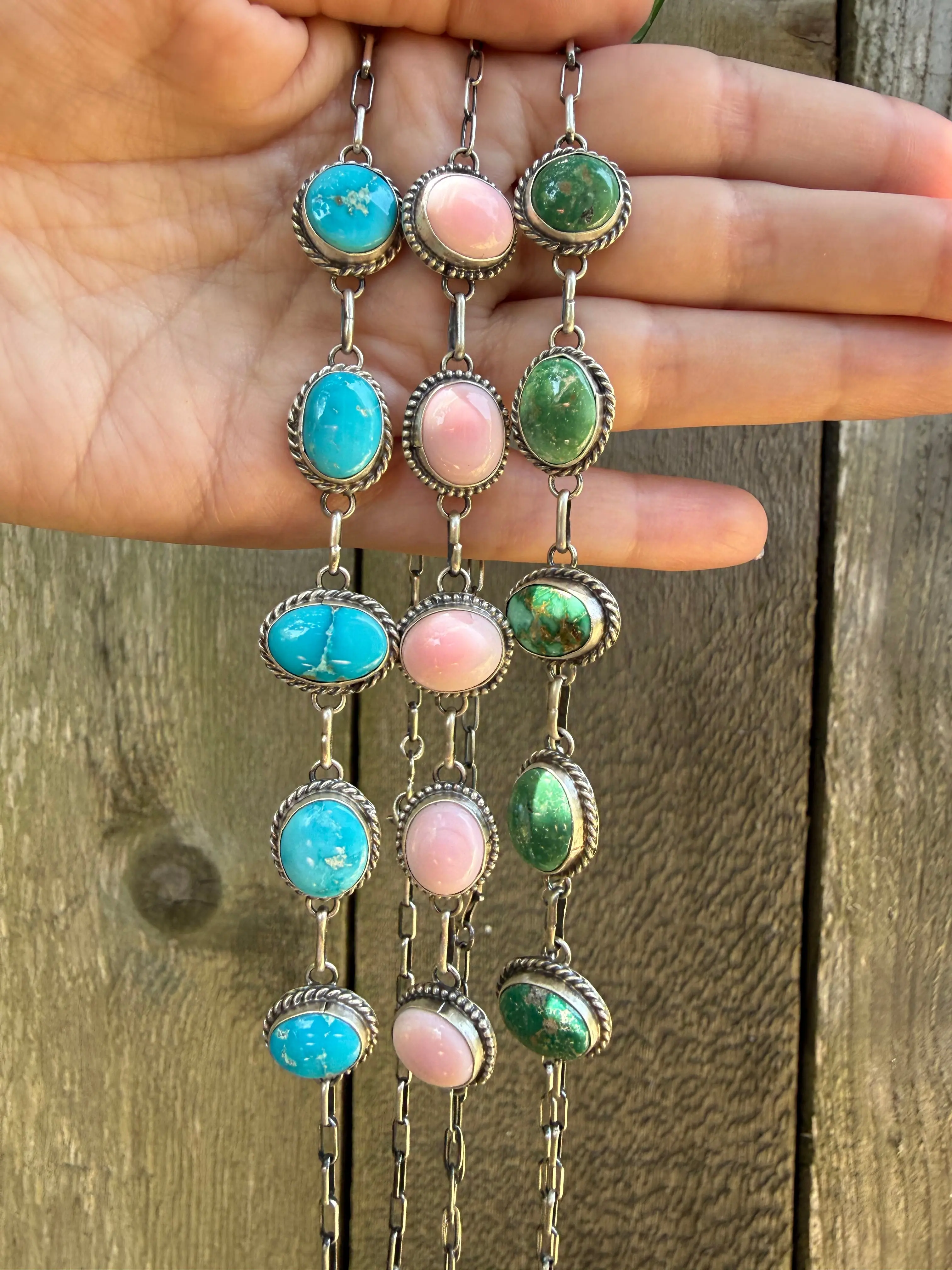 Navajo Turquoise or Pink Conch Sterling Silver Choker