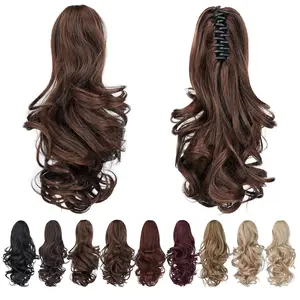 Brown Ponytail Extension,14" Ponytail Claw Hair Extensions Ponytail Short Curly Hair Ponytail Extension Natural Looking Synthetic Hairpiece for Women Medium Brown