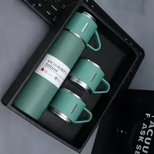 500ml Vacuum Flask Set, Stainless Steel Thermal Mug with Cups, Travel Portable Leak-proof Insulated Bottle for Hot and Cold Drinks, Leakproof Insulated Tumbler, Insulated Travel Drinkware, Modern Kitchen Accessories