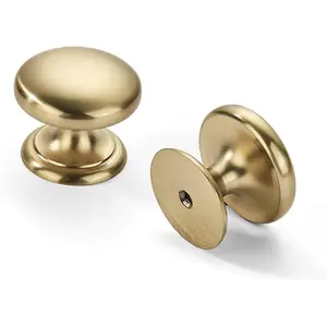 4 Pack 1-1/2 inch Bifold Closet Door Knobs Brushed Brass Cabinet Knobs Made of Zinc Alloy Suitable for Kitchen Bathroom Bedroom Furniture Includes Installation Screws