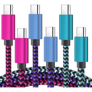 USB C Cable, Tpc002 3 Pack(3Ft/0.9M 60W) USB C to Type C Charger Nylon Braided Cord Compatible with iPhone 16/16 pro, 15/15 pro, MacBook, iPad, Samsung Galaxy S23, for Home and Daily Use