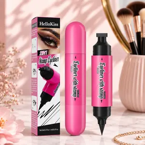 HelloKiss 2IN1 Stamp Eyeliner, Waterproof Black，Brown Liquid Eyeliner Pen for All-Day Wear，Waterproof & Smudge-Proof