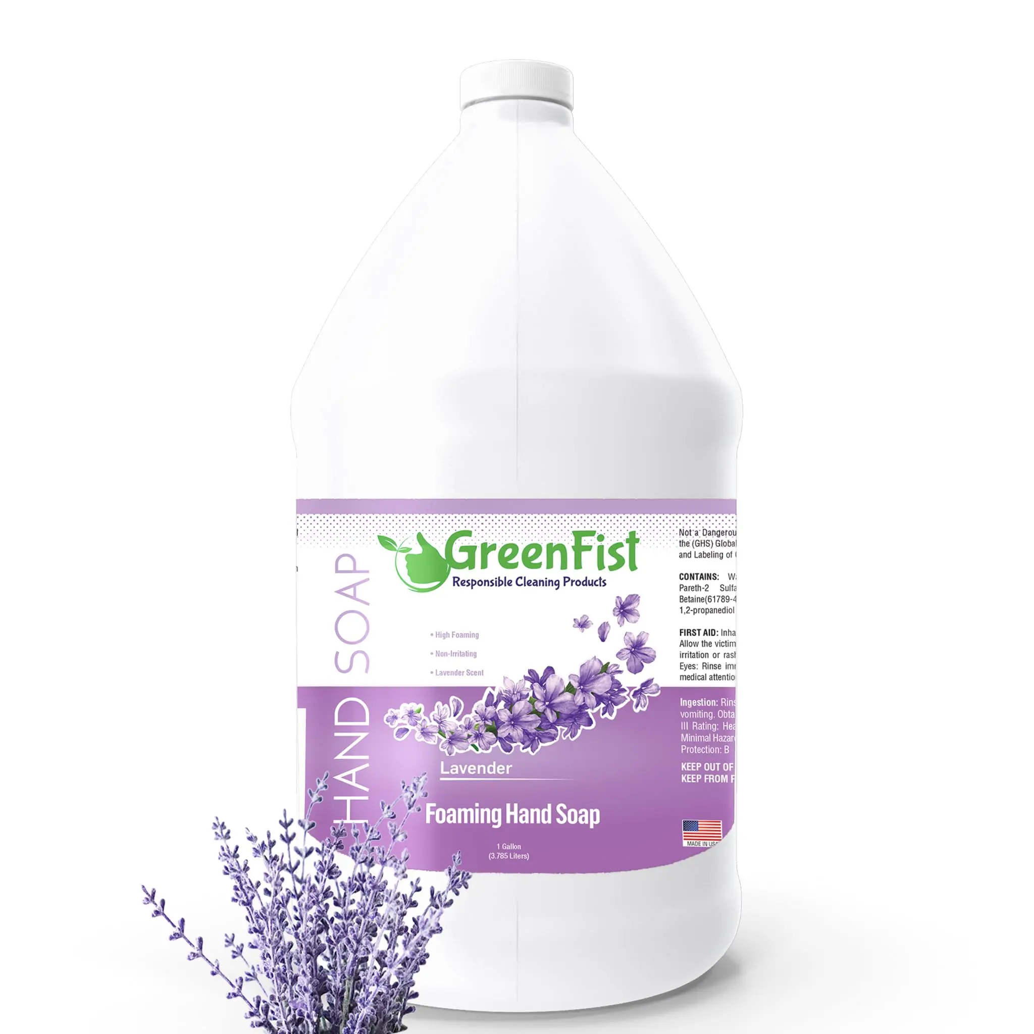 GreenFist Foaming Hand Soap Refills Lavender Scent Jug Foam Refill Made in USA, 128 ounce (1 Gallon)