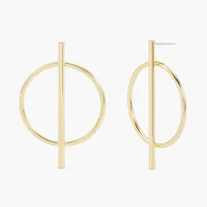 Piper Long Bar Hoops in Gold by Brook and York