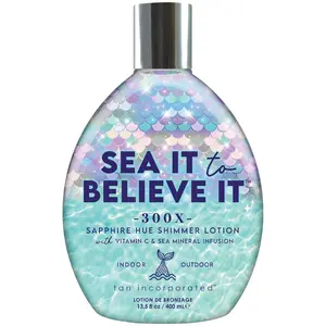 Tan Inc Sea It To Believe It Tanning Lotion, 300X Sapphire Hue Anti-Orange Shimmer with Vitamin C, Sea Minerals & Carrot Oil, 13.5 Fl Oz