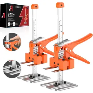 Labor Saving Arm Jack Handle 2 Pack,15 in Construction Jack,Multifunctional Furniture Jack for Installing Cabinets and Wall Tile Height Adjuster Handheld Lifter Tool, Load 400LBS, Orange