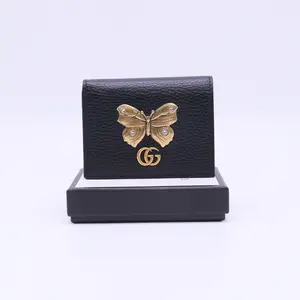 Pre-owned GUCCI Leather Small Leather Goods Double G Logo Compact Wallet W21883