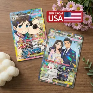 Father's Day Gift for Dad Personalized Pokemon Card From Photo Custom Hologram Card, Couple Keepsake Unique Birthday Anniversary Gift for Him
