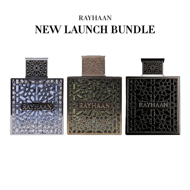 Rayhaan 3 Piece New Launch Bundle for Unisex (3.4 Ounce, Rayhaan Aquatica Eau de Parfum + 3.4 Ounce, Rayhaan Terra Eau de Parfum + 3.4 Ounce, Rayhaan Obsidian Eau de Parfum)