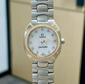 Omega Vintage 22.5mm Quartz - Custom White MOP Dial, Two-Tone Bracelet & Diamond-Set Caseback Ladies Watch MWT000594