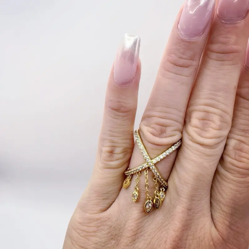Arlett Ring with Elegant Dangle Design and Sparkling Gemstones for Stylish Accessory