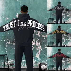 Trust The Process Oversized Gym Washed Hoodie, Gym Apparel, Workout Wear, Training Men's Top, Aesthetic Shirt, Discipline, Strength, Focus
