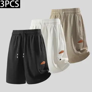 Men’s 3-Pack Waffle-Knit Shorts – Summer Drawstring Bermuda/Knee-Length, Breathable Athletic Casual Beach Shorts