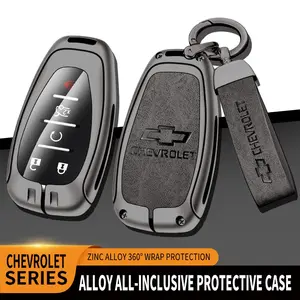 Zinc Alloy Leather Car Smart Remote Key Case Cover Shell, Car Key Accessory, Fits Chevrolet Onix Equinox Orlando Cruze Spark Sonic Camaro Volt Bolts