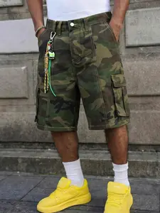 Men's Camouflage Print Workwear Jeans, Summer Loose Tactical Street Style Five-Pocket Shorts, Y2K Utility Trendy Men's Pants