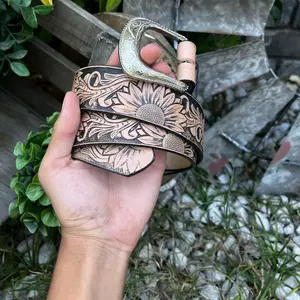 Leather Sunflower Belt