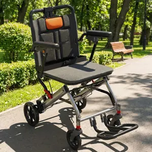 Ultra-Light 24 lb Folding Transport Wheelchair with Handbrake, 220 lb Capacity