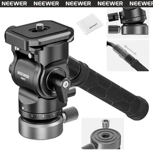 NEEWER GM27 Professional Tripod Fluid Head, 360° Panoramic Video Head with Smooth Tilt Control & Quick Release Plate for Camera Tripods