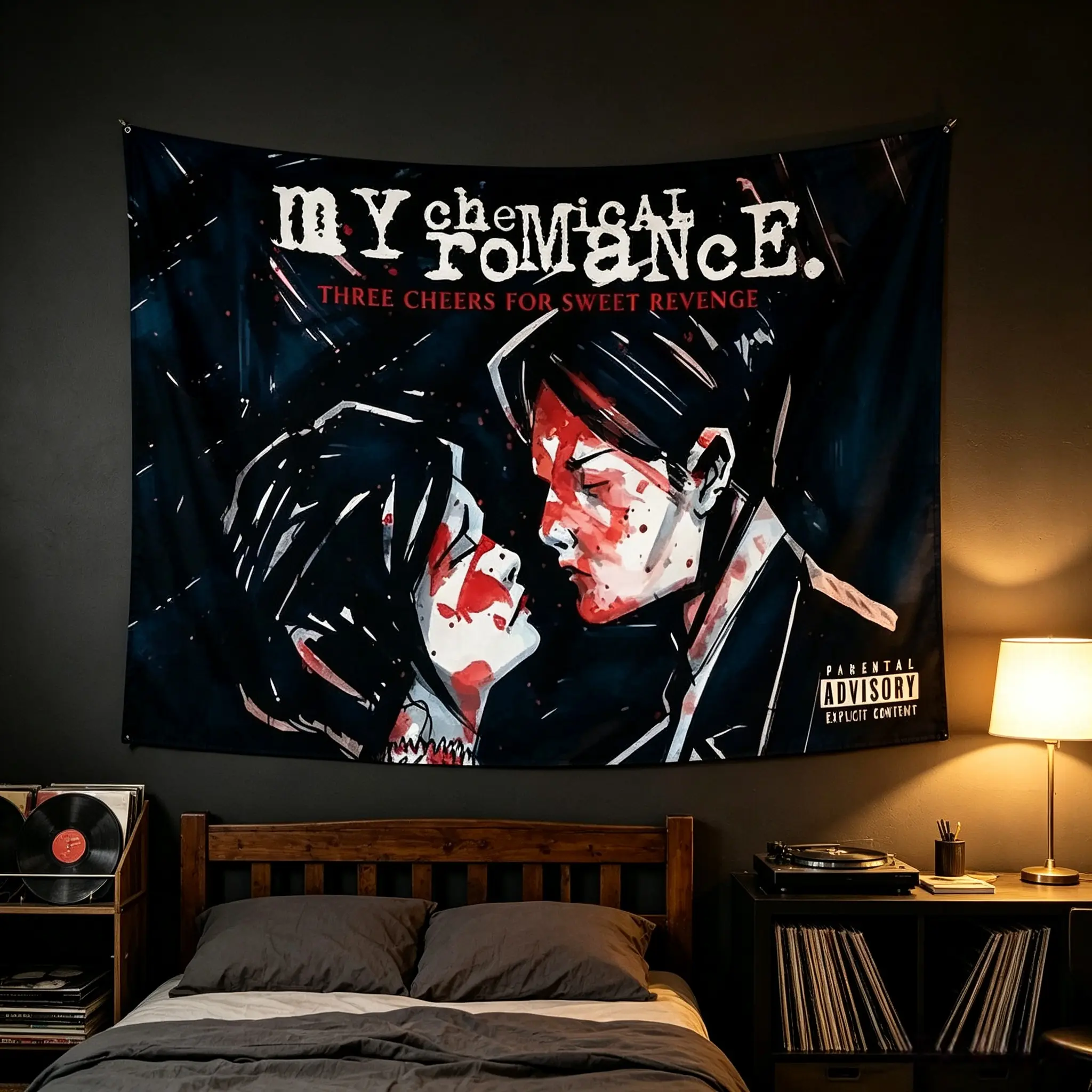 My Chemical Romance Print Tapestry - Traditional Nylon Fabric Hanging Wall Art, Funny Wall Decor for Bedroom, Dorm