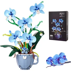 Icons Blue Orchid Ideas Flowers Building Block Set,DIY Home Decoration Kit for Adults,Compatible with Lego Flowers Home Decor Gift for Mother's Day, Valentine Day, Birthday, Christmas Day - 567PCS
