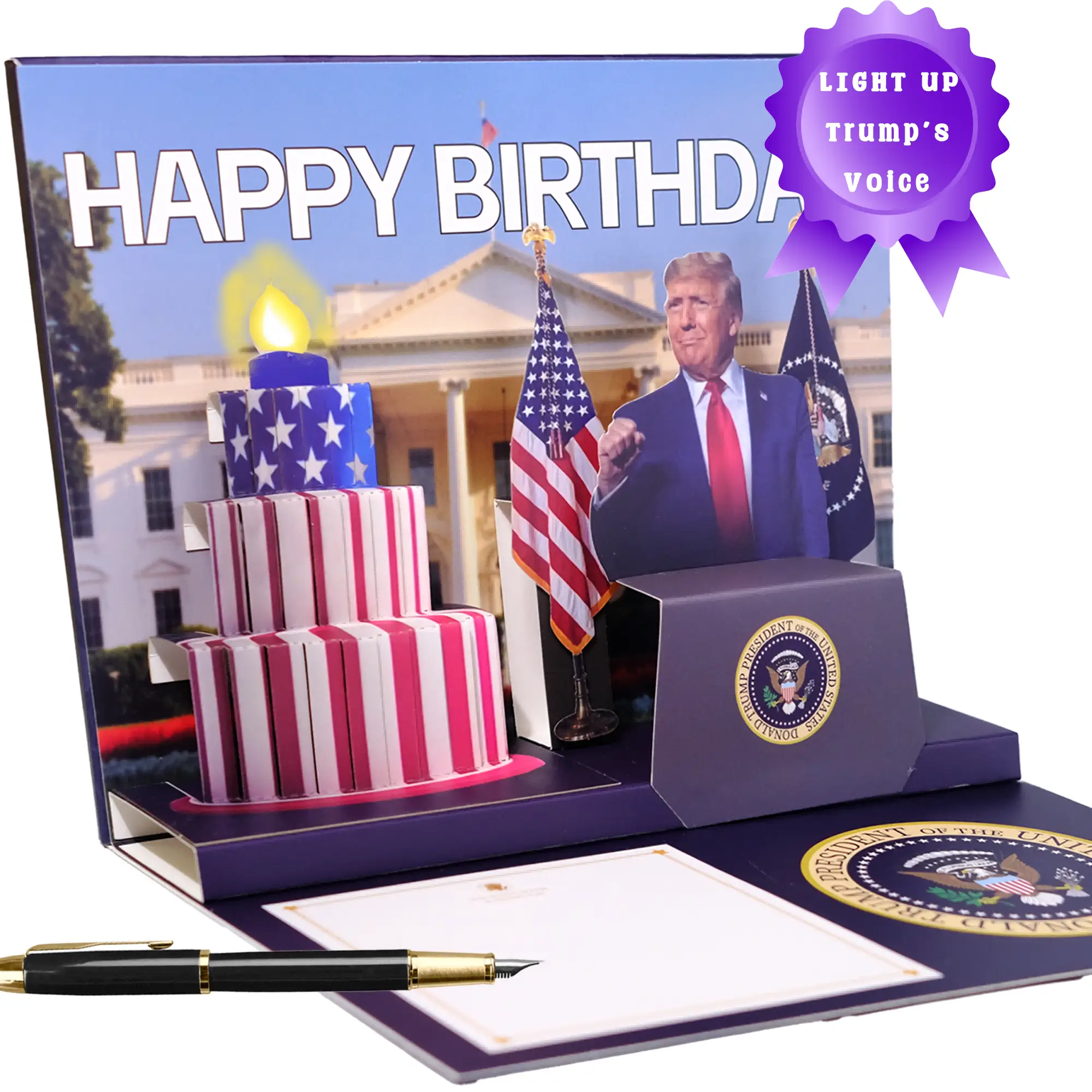 Donald Pop Up Birthday Card with Light & Sound for Men - Funny Dad Card in Trump's Real Voice