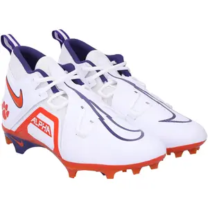 Clemson Tigers Team-Issued White Alpha Pro 3 Nike Cleats from the Football Program - Size 12