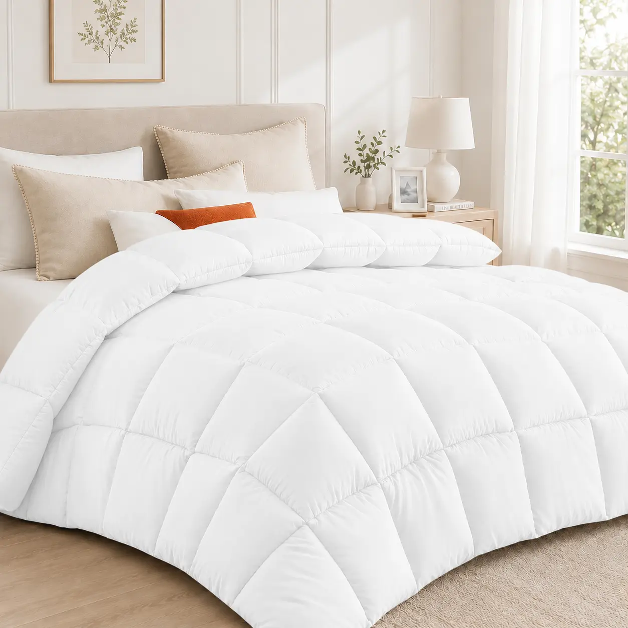 LDC LUX DECOR COLLECTION Queen Size Comforter - 1pc Quilted All Season Down Alternative Duvet Insert with Box Stitching, Corner Tabs, GentleSoft Bedding Blanket, Machine Washable, Oeko-TEX Certified, 6 Colors Available, Comforter Queen Size