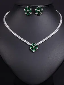 Flower Design Necklace & Dangle Earrings, Fashion Jewelry for Party, Daily Clothing Decor, Trendy All-match & Exquisite Jewelry for Birthday Gift