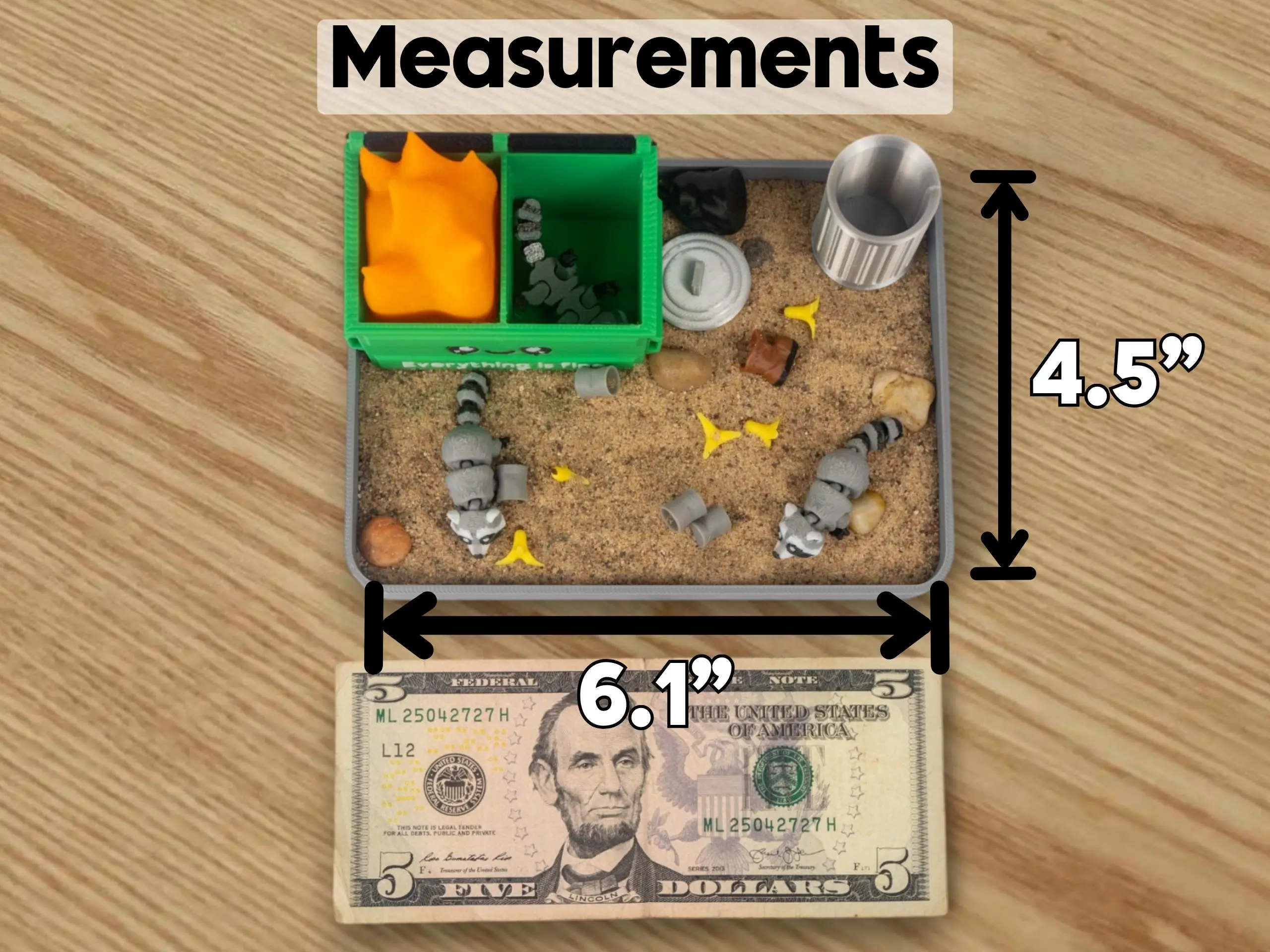 Garbage Fire Zen Garden - Fidget Dumpster Sandbox - Cubicle Decor
