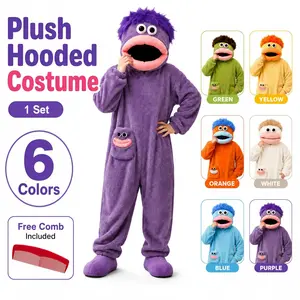 Adult Plush Hooded Party Costume, Soft Fleece Full-Body Design, Cute Face Pocket, Fun Photo for Holidays and Gatherings