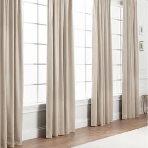 Chanasya 2pk Solid Velvet Room Darkening Blackout Privacy Window Curtain Panels - Set of 2 - 52 x 96 Inches Long - Beige