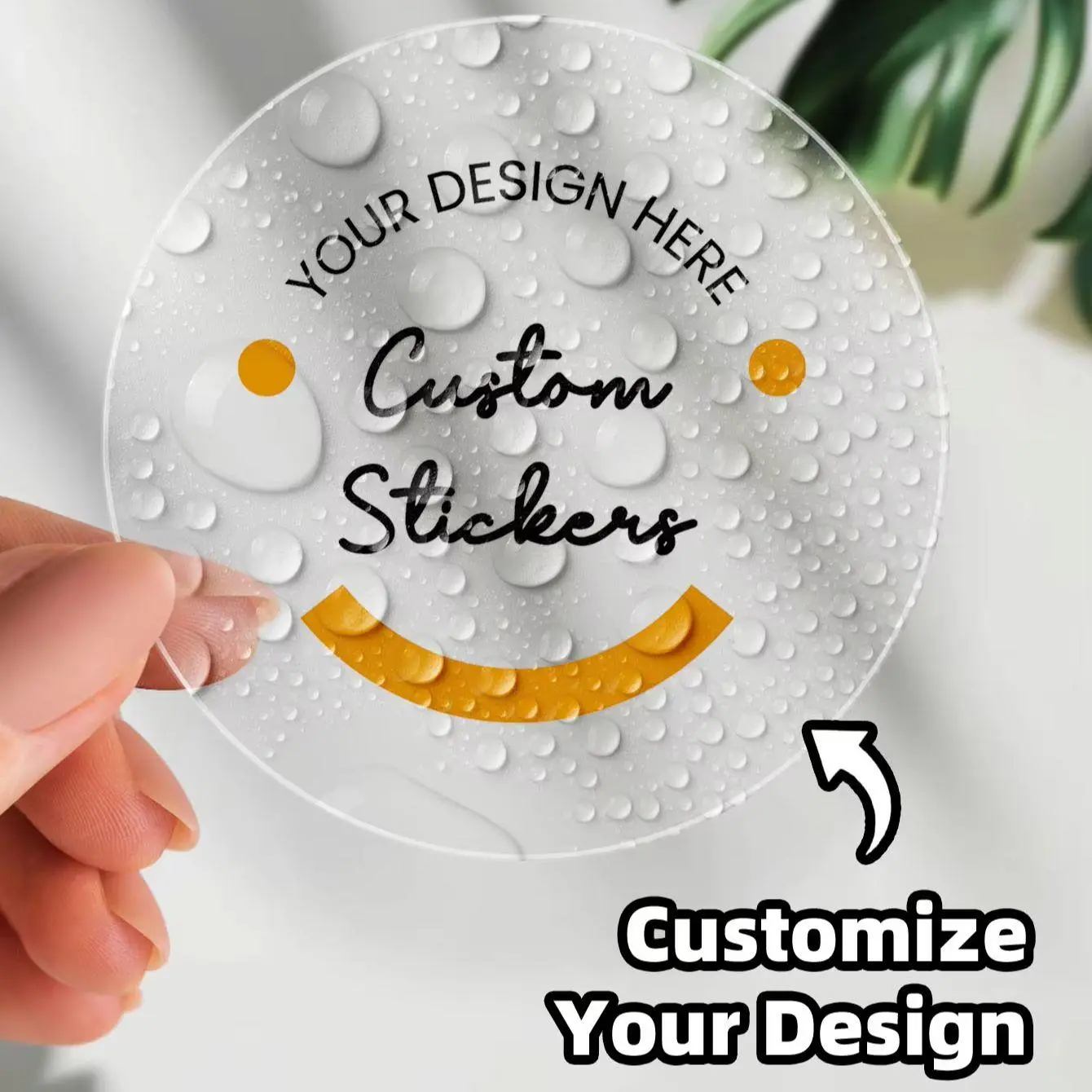 1-120PCS Custom Round Transparent Waterproof Stickers with Personalized Text & Images for Office,Stationery & File Boxes Labels