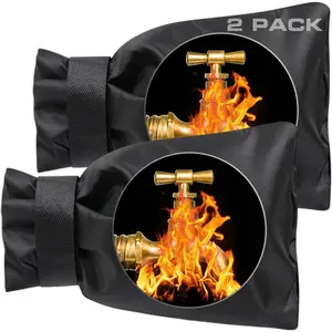 Outdoor Faucet Covers for Winter Freeze Protection - 2 Pack, Thickened Insulated Pipe Covers for Outside, Yard Maintenance  Haves   Spigot Covers, 7.7" H x 5.9" W, Black