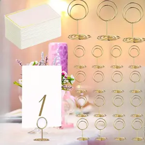 Set Of 24 Table Party Note Holder,Table Sign Holder,Mini Table Number Holder and 24pcs Place Card Holder Golden Foil Border Place Card Holder Photo Picture Holder Study Kit Tabs school supplies