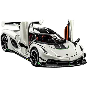 Toy Cars Model Koenigsegg Jesko 1/24 White Alloy Collectibles Die-cast Vehicles with Sound and Light