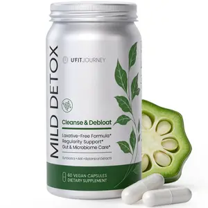 UFITJOURNEY MILD DETOX 12-in-1 Non-Stimulant Gut & Colon Cleanse | Okra Fiber & Synbiotics & 8 Botanical Extracts | Debloat & Digestive Balance Support | 60 Vegan Capsules