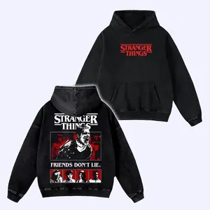 Stranger Things TV Series Double Printed Unisex Acid Washed heavy Cotton T-Shirt Hoodie Sweatshirt Tanktop, Vintage Oversized Gothic Tee Retro Y2K casual streetwear top Unisex graphic