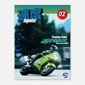 Kawasaki Retro poster, Modern Graphic Design of Iconic Motorcycles