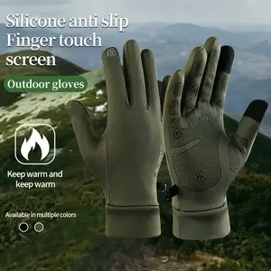 Spring Fall Knitted Cycling Gloves, Anti-Slip Windproof Touchscreen Full Finger Climbing Bike Running Gloves, Winter Season
