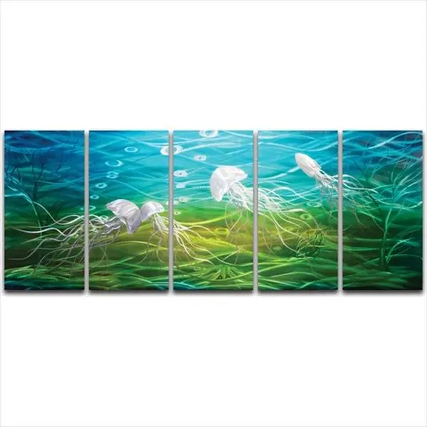 Metal Artscape MA10054 Artistic Frameless Hanging Artwork, 59x24 in. 5-Paneled Handmade Metal Wall Decor
