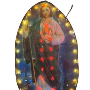 San Judas tadeo with Lights - Religious Decor for Catholicism - Control for Light Patterns - Ideal for Home and Church Decor