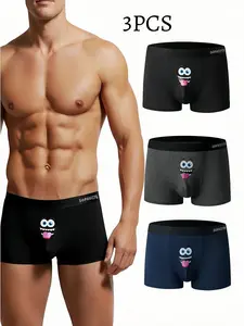 Men's High Elasticity Boxing Shorts, 3/6 Pieces Plain Color Underwear, Casual Fitted Briefs for All Seasons, Men's Comfortable Boxer Shorts, Boxers Briefs
