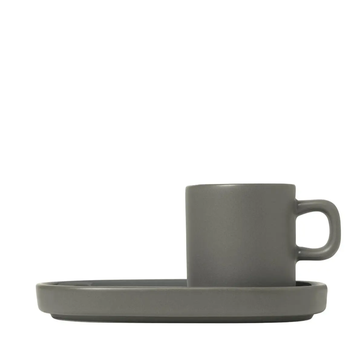 212 MAIN Shaped Pewter Espresso Mugs with Stoneware Trays Set - Dishwasher-Safe, Microwave-Safe for Coffee Lovers' Everyday Kitchen Drinkware, Shaped Mug