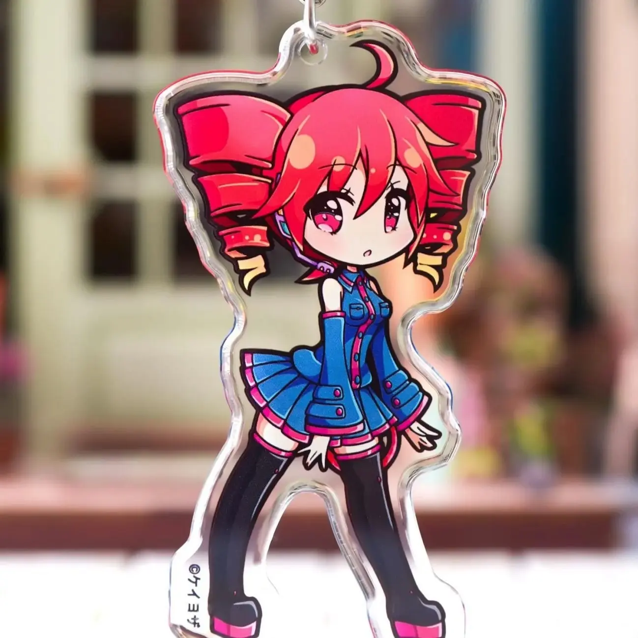 UTAU - Kasane Teto - 3" Rounded Acrylic Keychain Cute Keychian, Gift for Fan Anime