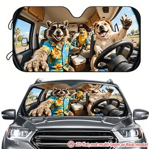 1pc car interior animal travel car sun visor 2D high-definition printing, car sun visor effectively blocks sunlight, suitable for General Motors SUV、 Truck front windshield decoration Windshield Sunshade