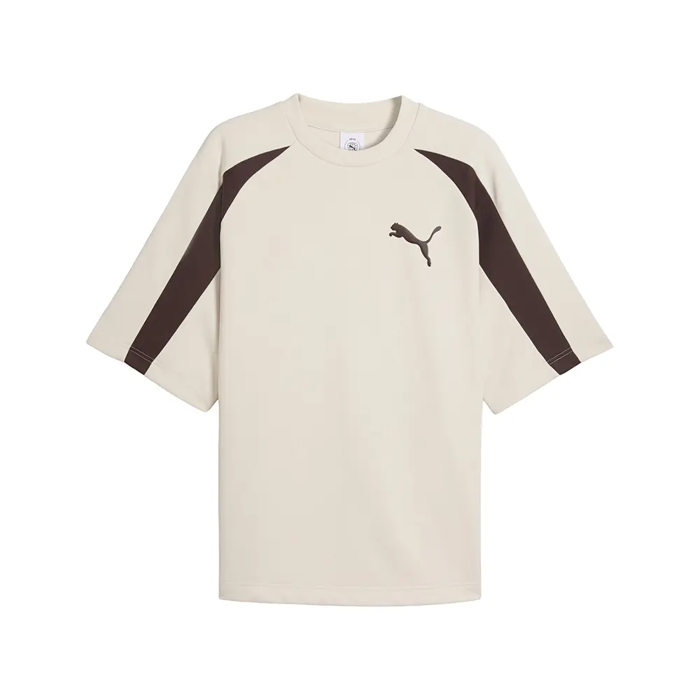 PUMA Mens T7 Oversized Pique Cat Crew Neck Short Sleeve Casual Tops Casual - White