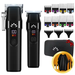 AMULISS Professional Hair Clippers and Trimmer Set for Men - Cordless Haircut Kit with LED Display, Zero-Gap T-Blade Mens Grooming Beard Trimmer for Family & Barber Use