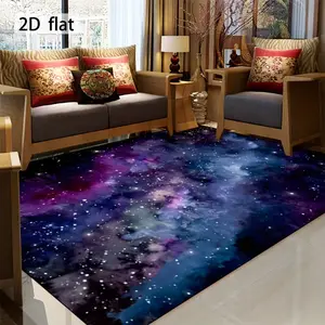 Purple Modern Living Room Rug Velvet Starry Sky Print Oversized Floor Mat Soft and Comfortable, Slip-Resistant and Wear-Resistant Machine Washable Suitable for Bedrooms, Living Rooms, Dorms, Cottages Entrance Doormat, Home Decor Rug