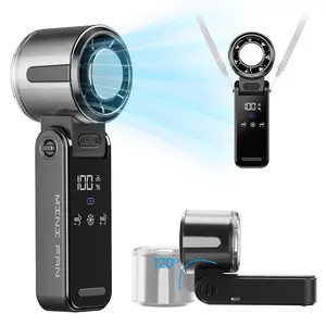 Ice Cooling Portable Handheld Fan, High-Speed Turbo Airflow, 100 Adjustable Speeds, Foldable Personal Fan for Travel, Beach, Outdoor Use, Office Desk, Summer Essentials