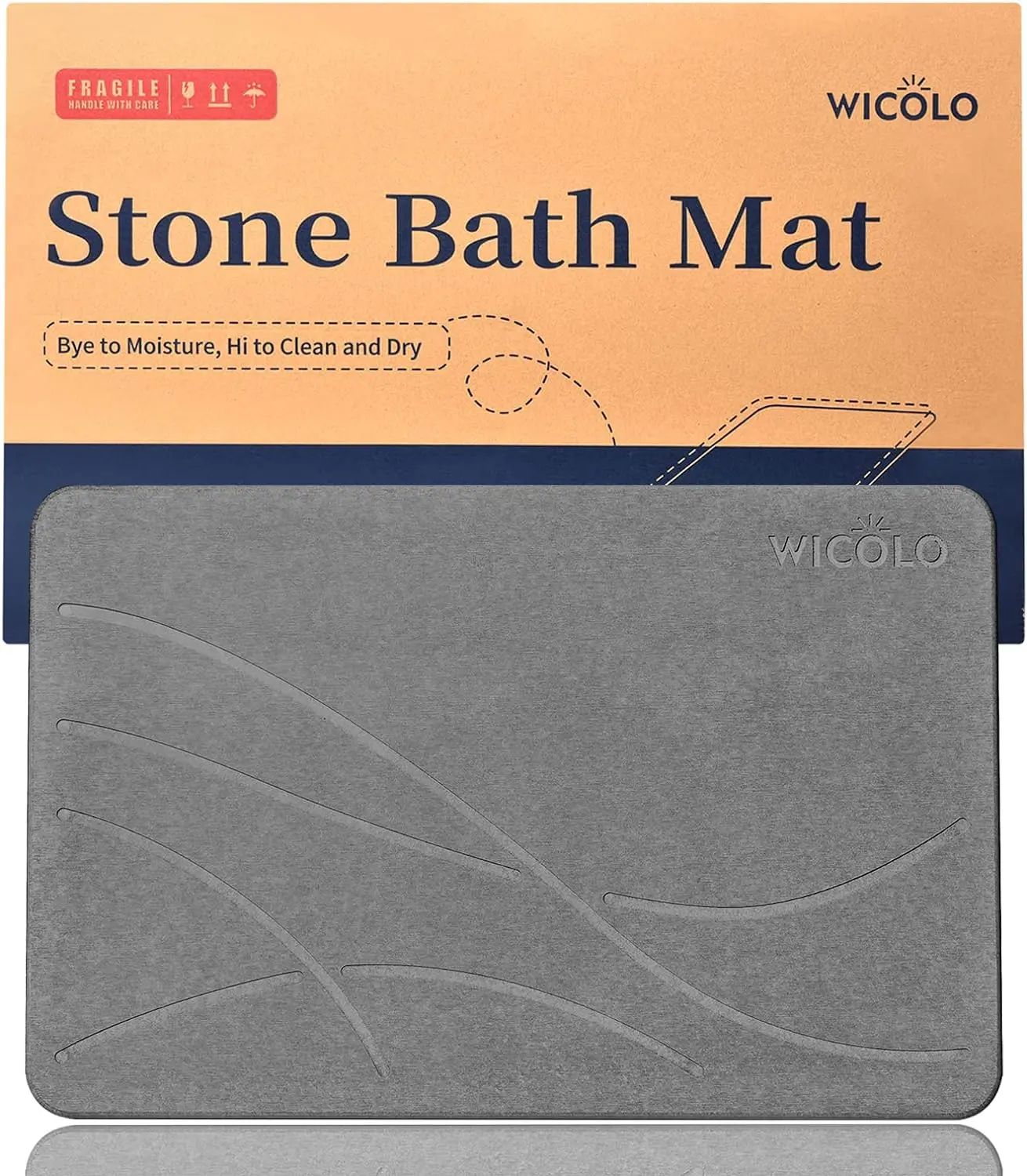 Stone Bath Mat, Diatomaceous Earth Shower Mat Non Slip Instantly Removes Water Drying Fast Bathroom Mat Natural Easy to Clean (Dark Grey) Traditional Bathtub